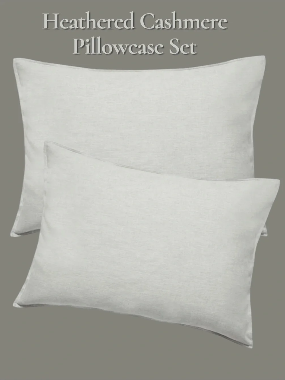 NWOT BROOKLINEN Fog Heathered Cashmere & Cotton Pillowcase Set Standard